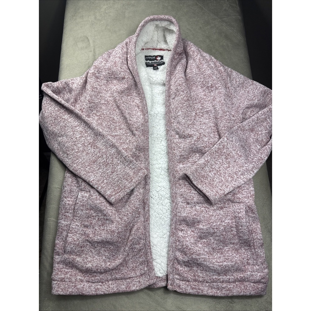 Canada‎ Weather Gear Red Women's Sweater Open Fleece Cardigan Jacket Size Medium
